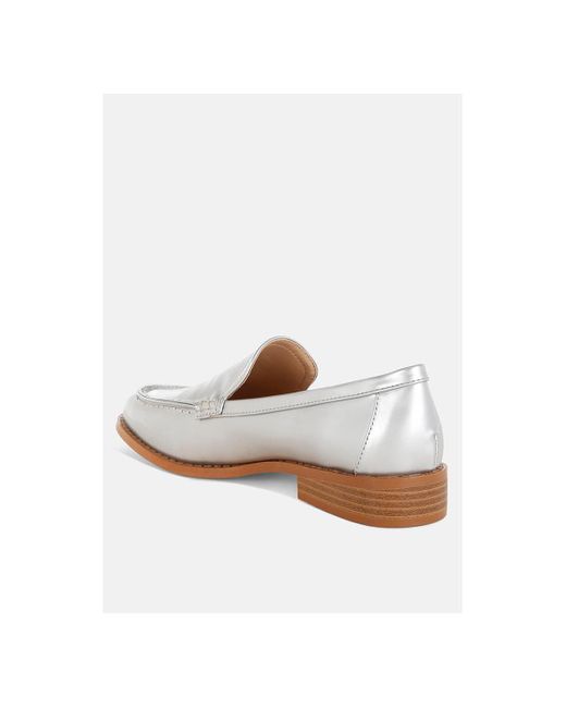 Rag & Co White Corleone Pleather Stacked Heel Loafers