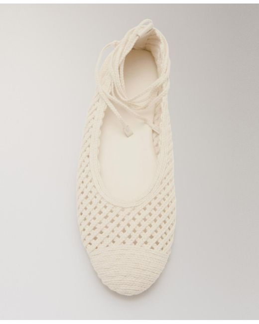 Mango Natural Straps Knit Ballet Flats