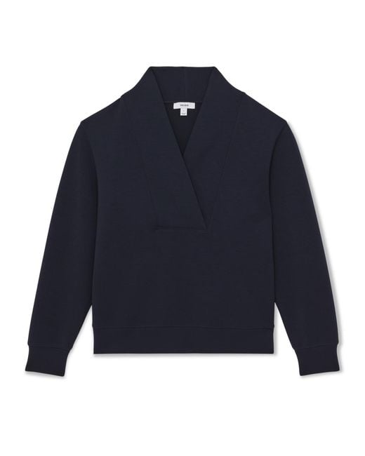 Reiss Blue Interlock Shawl-neck