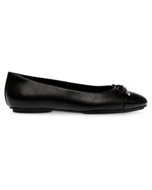 Anne Klein Black Luci Cap Toe Ballet Flats