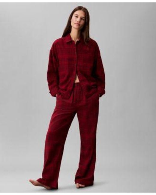 Calvin Klein Red Plaid Sleep Shirt Pants Sold Seperates