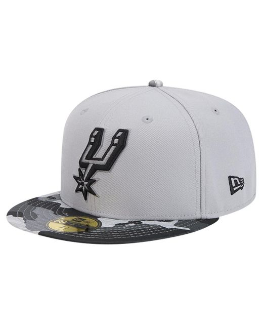 KTZ Gray San Antonio Spurs Active Color Camo Visor 59fifty Fitted Hat for men