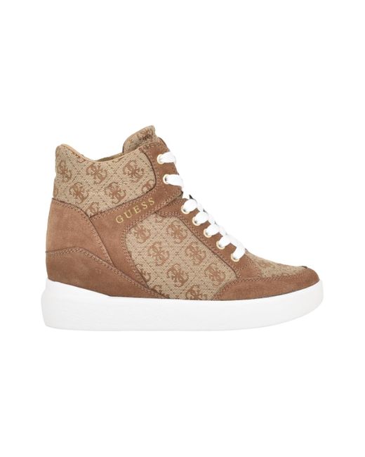 Guess Brown Blairin Logo Hidden Wedge Lace-up Sneakers