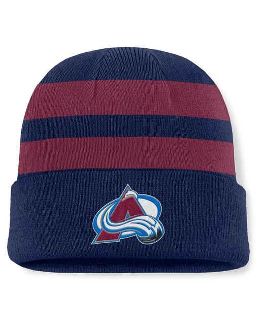 Fanatics Blue Navy/burgundy Colorado Avalanche Fundamental Swipe Stripe Cuffed Knit Hat for men