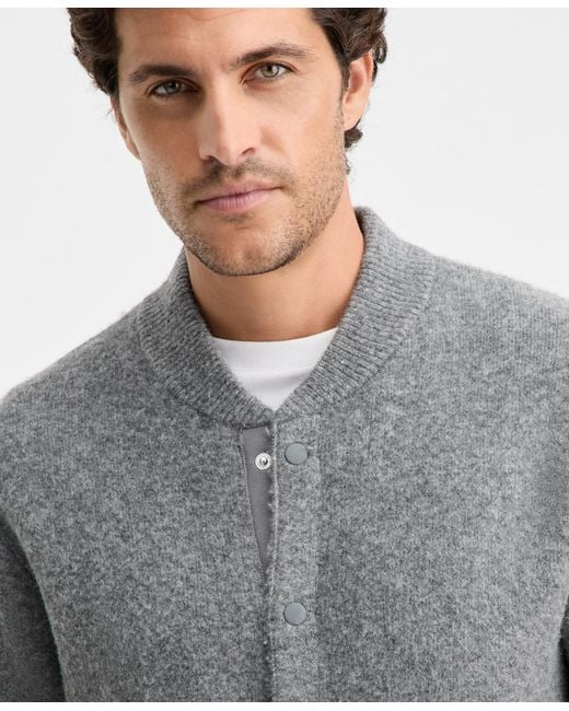 Alfani Gray Elevated Sweater Bomber for men