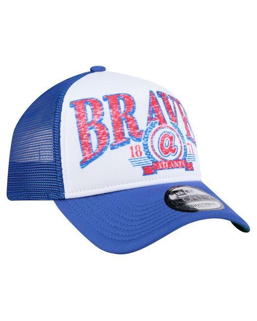 KTZ Blue White/royal Atlanta Braves Trucker A-frame 9forty Adjustable Hat for men