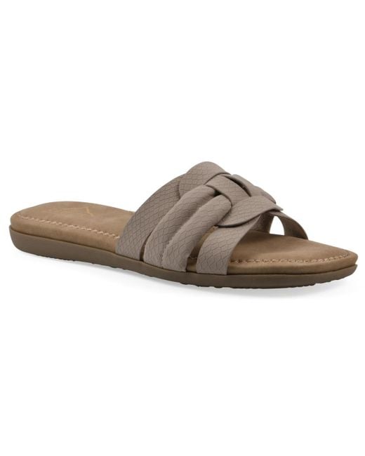 White Mountain Brown Fraley Slide Slip-on Sandals