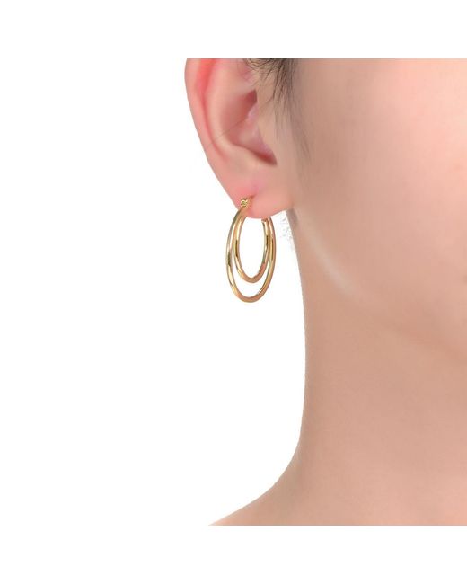 Rachel Glauber 14k Plated Double Stack Hoop Earrings in Metallic | Lyst