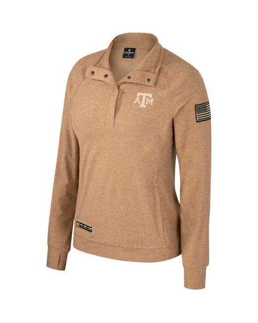 Colosseum Athletics Natural Texas A&m aggies Oht Military-inspried Appreciation Sand Tatum Quarter-snap Raglan Jacket