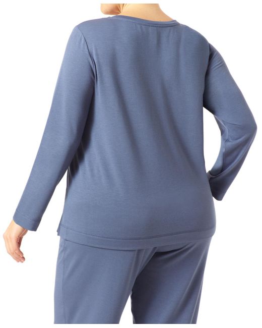 Hue Blue Plus Size Solid Long Sleeve Lounge T-shirt