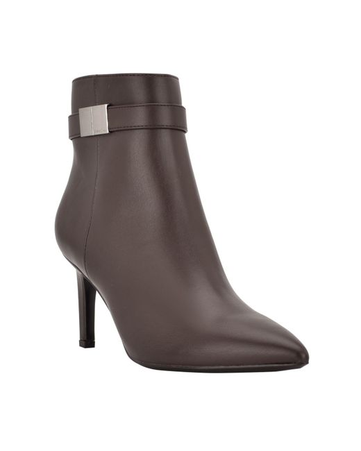 Calvin Klein Sarity Pointy Toe Dress Booties in Dark Brown (Brown) | Lyst