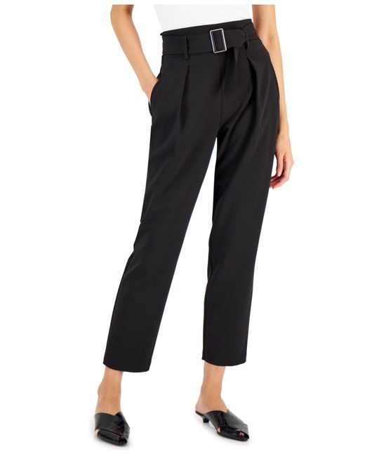 T Tahari Synthetic Belted Pullon Pants in Black Lyst