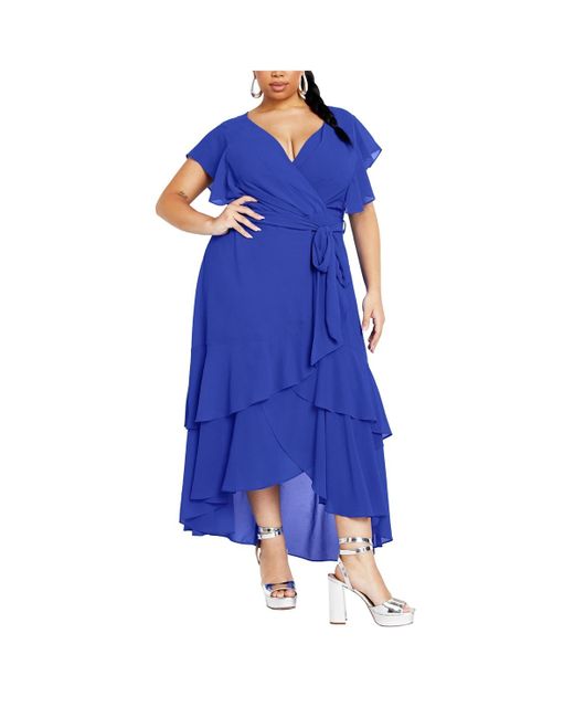 City Chic Blue Plus Size Flirty Tier Maxi Dress