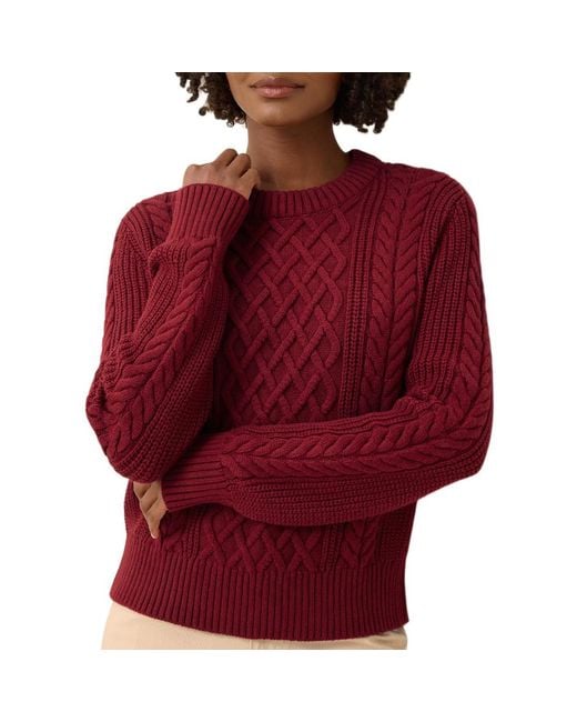 Pact Red Cable Knit Crew Sweater