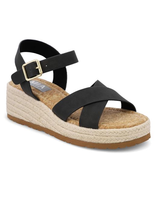 MIA Metallic Nikky Round Toe Wedge Sandals