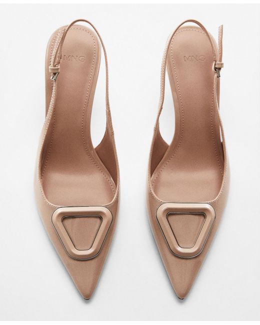 Mango Natural Patent Leather-effect Slingback Shoes