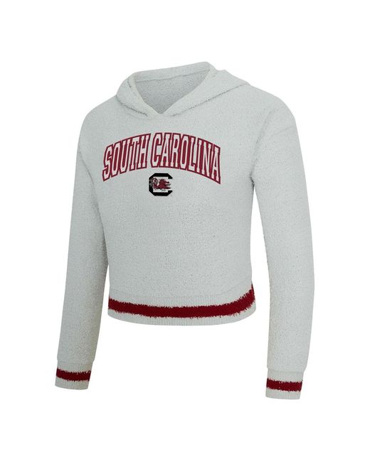 Concepts Sport White 2-piece Gray/garnet South Carolina Gamecocks Whitley Long Sleeve Hoodie Top And Shorts Set