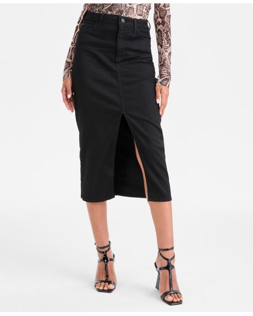 Guess White Mila Denim Midi Skirt