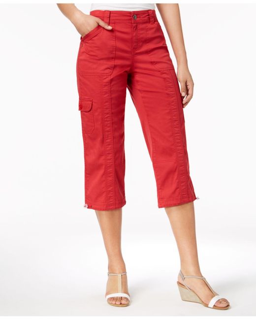 Style & Co. Red Capri Cargo Pants, Created For Macy's