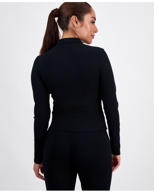 INC International Concepts Blue Petite Mock-neck Zip-front Top