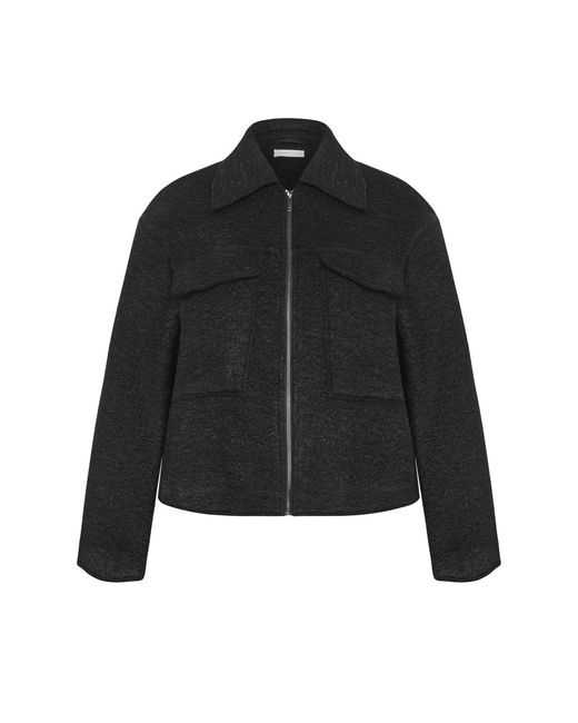 City Chic Blue Plus Size Boucle Zip Front Jacket