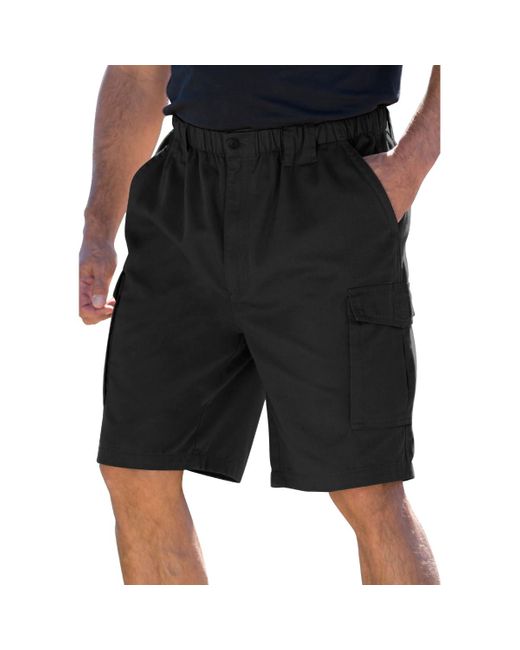 Boulder Creek Black Big & Tall By Kingsize Renegade 9" Full Elastic Waist Cargo Shorts for men