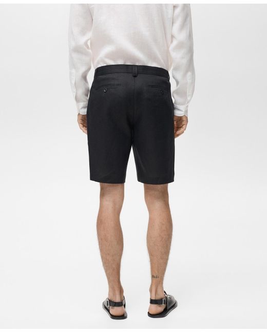 Mango White Tailored Linen Shorts for men