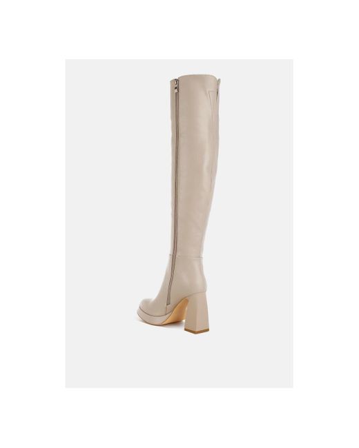 Tzar Faux Leather High Heeled Platfrom Calf Boots
