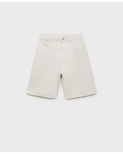 Mango Women's White High-waist Straight-fit Denim Shorts