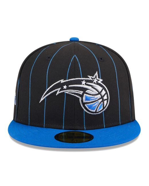KTZ Black/blue Orlando Magic Pinstripe Two-tone 59fifty Fitted Hat for men