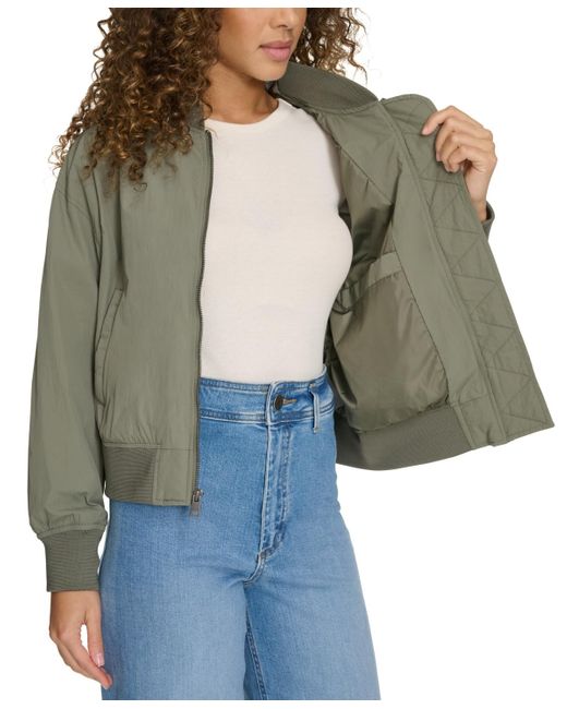 Levi's Green Relaxed Zip-front Ribbed-hem Bomber Jacket