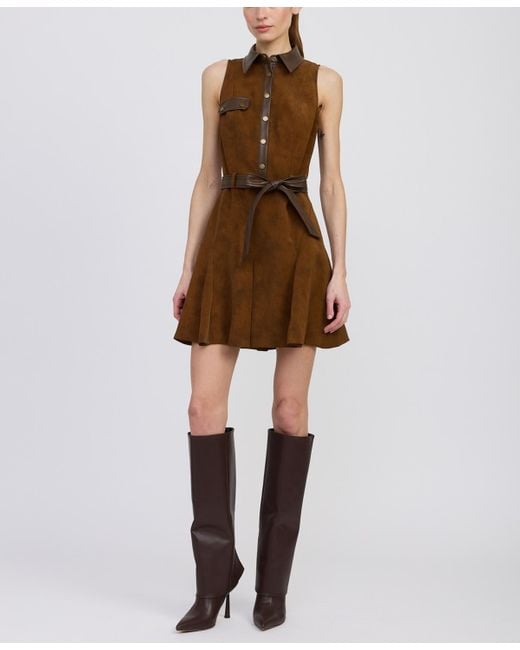En Saison Brown Eloise Sleeveless A-line Mini Dress