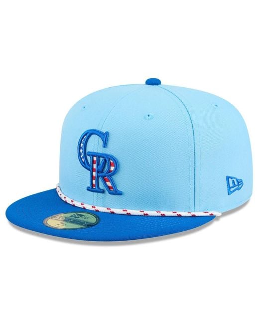 KTZ Light Blue/blue Los Angeles Dodgers 2025 Fourth Of July 59fifty Fitted Hat for men