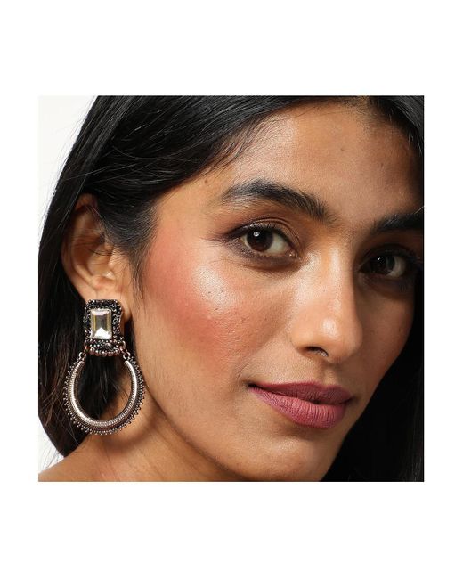 SOH Metallic Gold Plated Designer Stone Drop Earrings