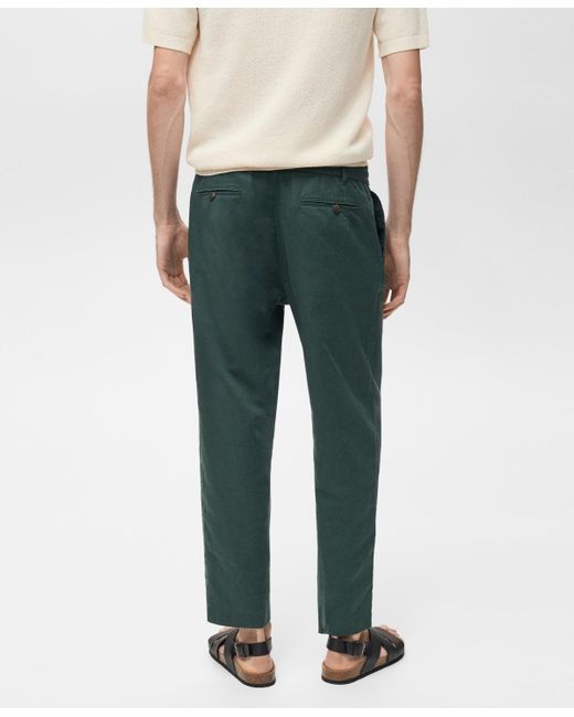 Mango White Slim-fit Linen-blend Drawstring Pants for men