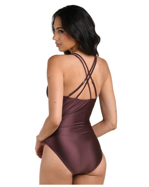 La Blanca Multicolor Earth Goddess Lace-up One-piece Swimsuit