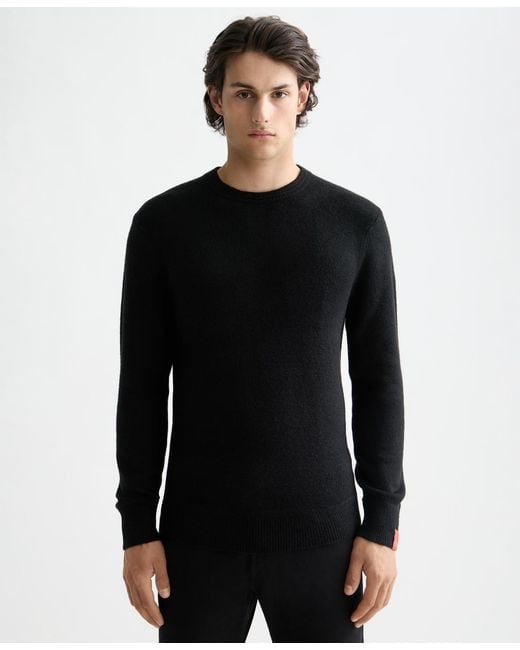 Scotch & Soda Black Solid Crew Neck Sweater for men