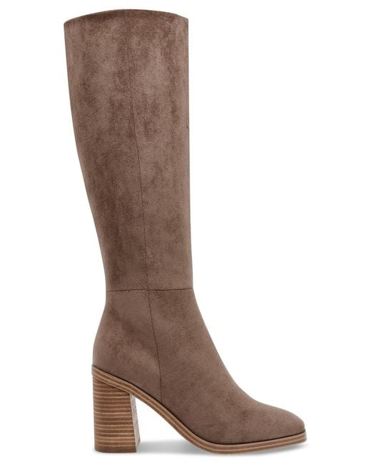 Dolce Vita Brown Flapper Knee-high Block-heel Dress Boots