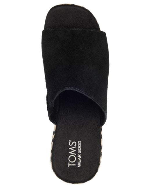 TOMS Black Laila Slide Platform Espadrille Sandals
