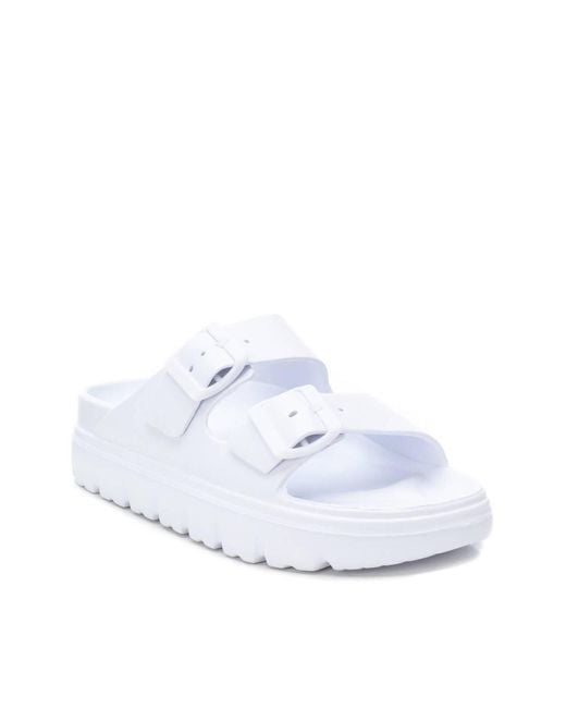 Xti White Rubber Flat Sandals By