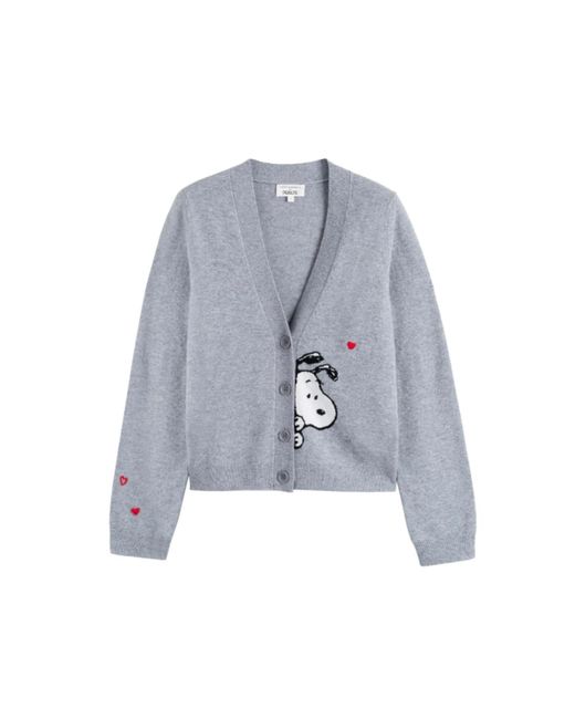 Chinti & Parker Blue Wool Cashmere Snoopy Peek Cardigan