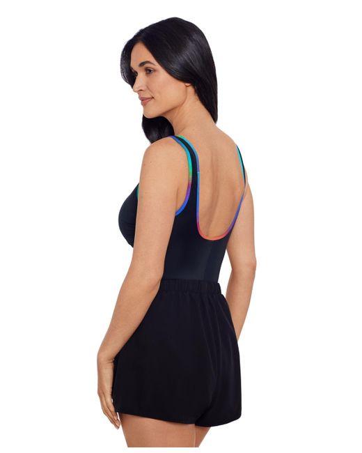 Shapesolver Sport By Mimi Flamingo Blue Shape Solver Sport By Mimi Flamingo Zip-up One-piece Swimsuit