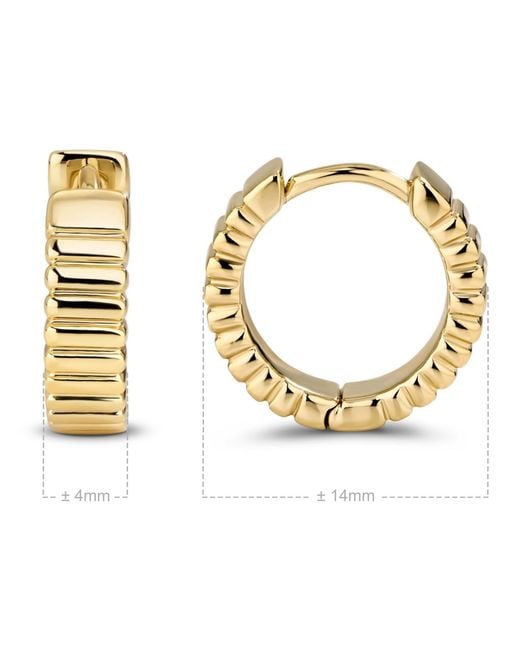 DEVATA Metallic Ribbed Hoop Earrings
