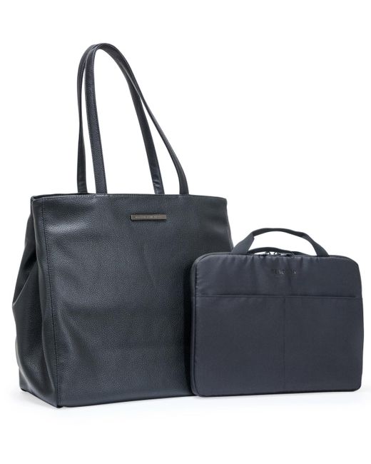 Kenneth Cole Black Faux Leather Marley 16" Laptop Tote