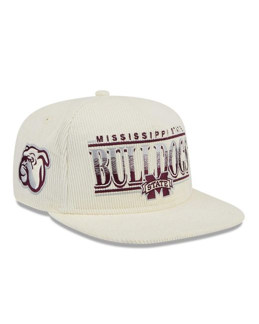 KTZ Natural White Mississippi State Bulldogs Throwback Golfer Corduroy Snapback Hat for men
