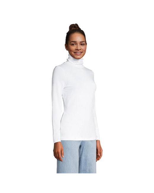 Lands' End White Tall Lightweight Jersey Long Sleeve Turtleneck