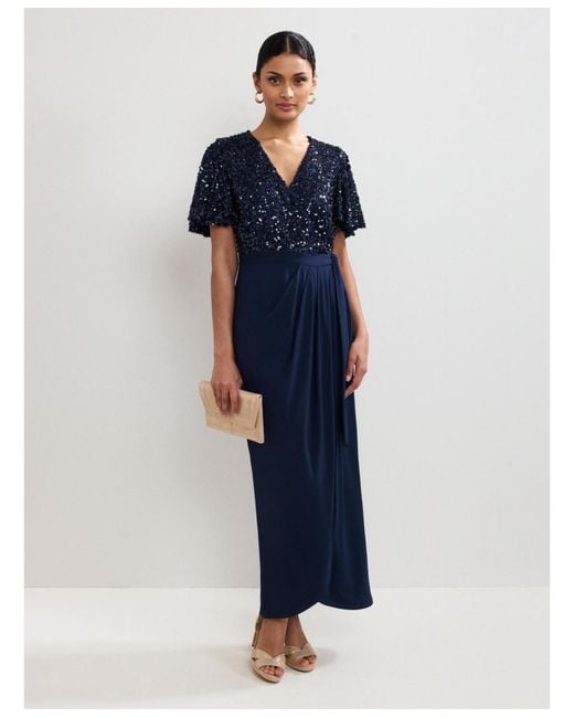 phase eight sequin maxi dress Lelo Sequin Long Sleeved Maxi Dress