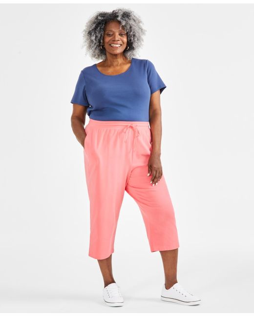 Style & Co. Red Plus Size Knit Pull-on Capri Pants