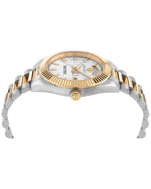 Philipp Plein Metallic Date Superlative Stainless Two-tone Steel Bracelet Watch 42mm for men