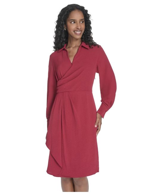 Calvin Klein Collared Long-sleeve A-line Dress
